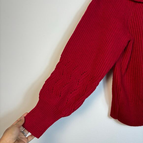 Off-Shoulder Red Sweater - Picture 6 of 14